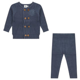 Crest Knitted Double-Breasted Button Front Top and Pants Two Piece Set