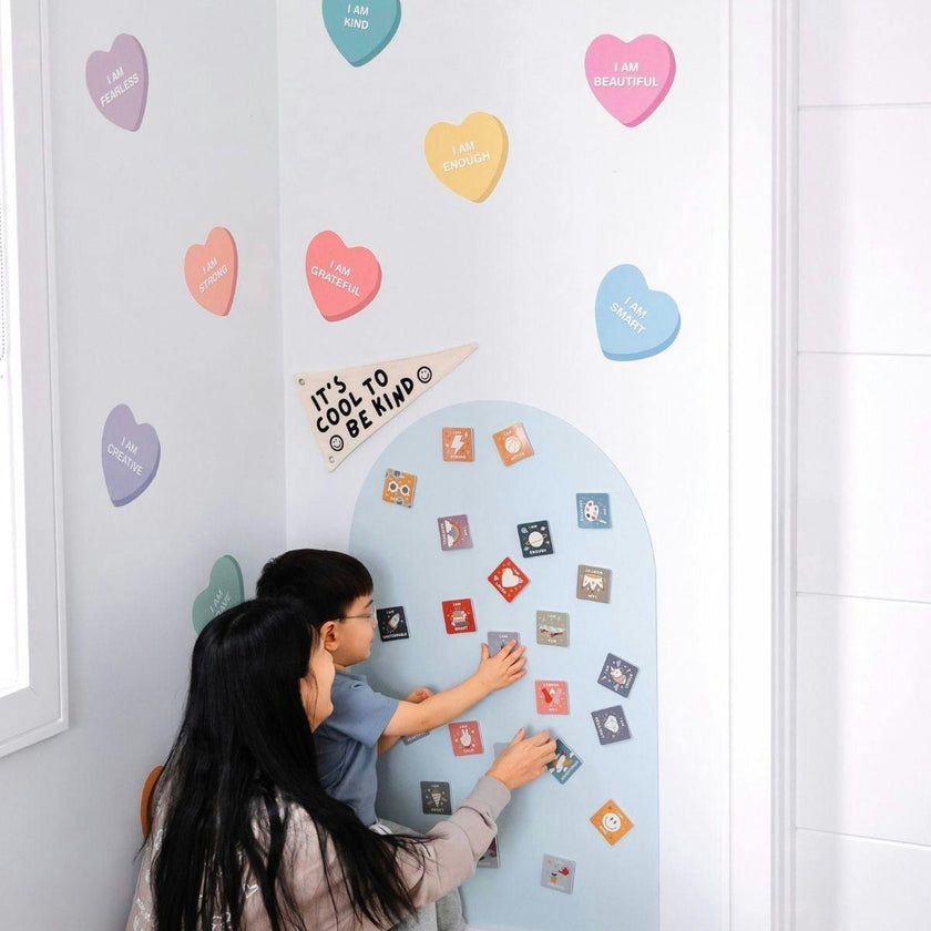 Peel & Stick Fabric Wall Stickers - Affirmation Candy Hearts Brights