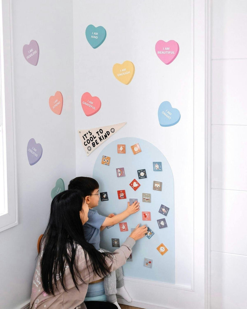 Peel & Stick Fabric Wall Stickers - Affirmation Candy Hearts Brights