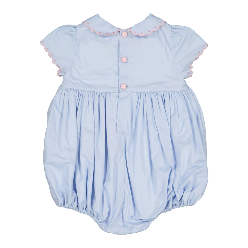 Cassis Blue Short Sleeve Smocked Romper