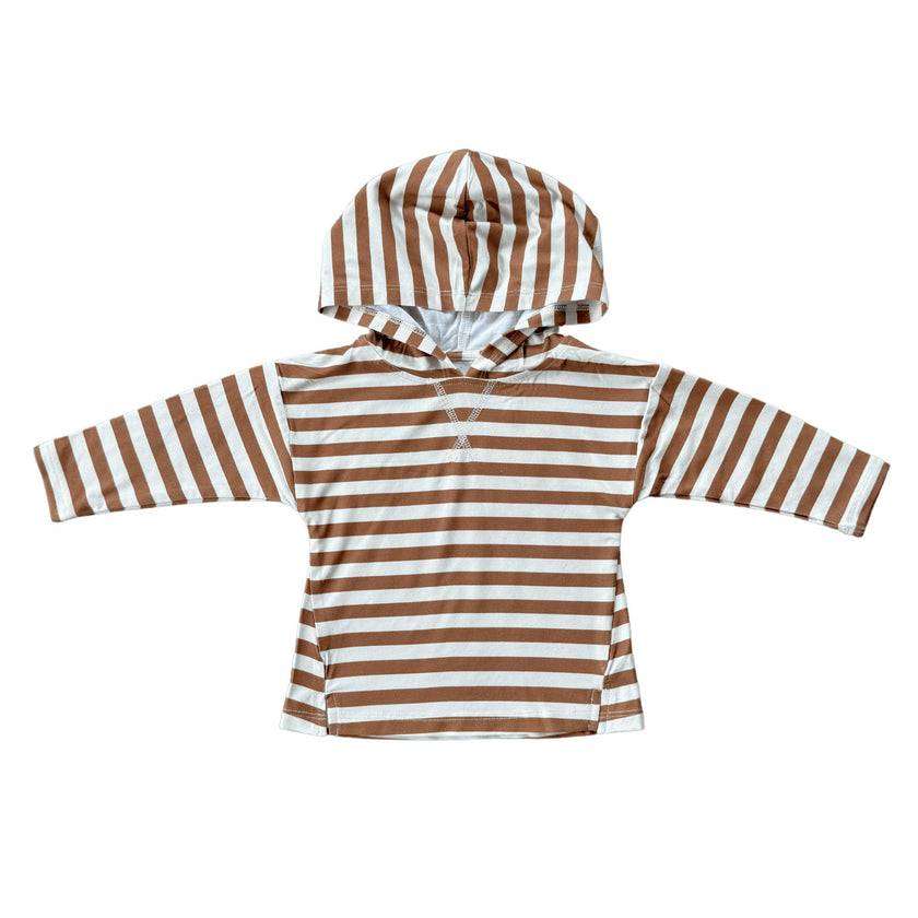 Boys Jersey Hoodie in Caramel Stripe