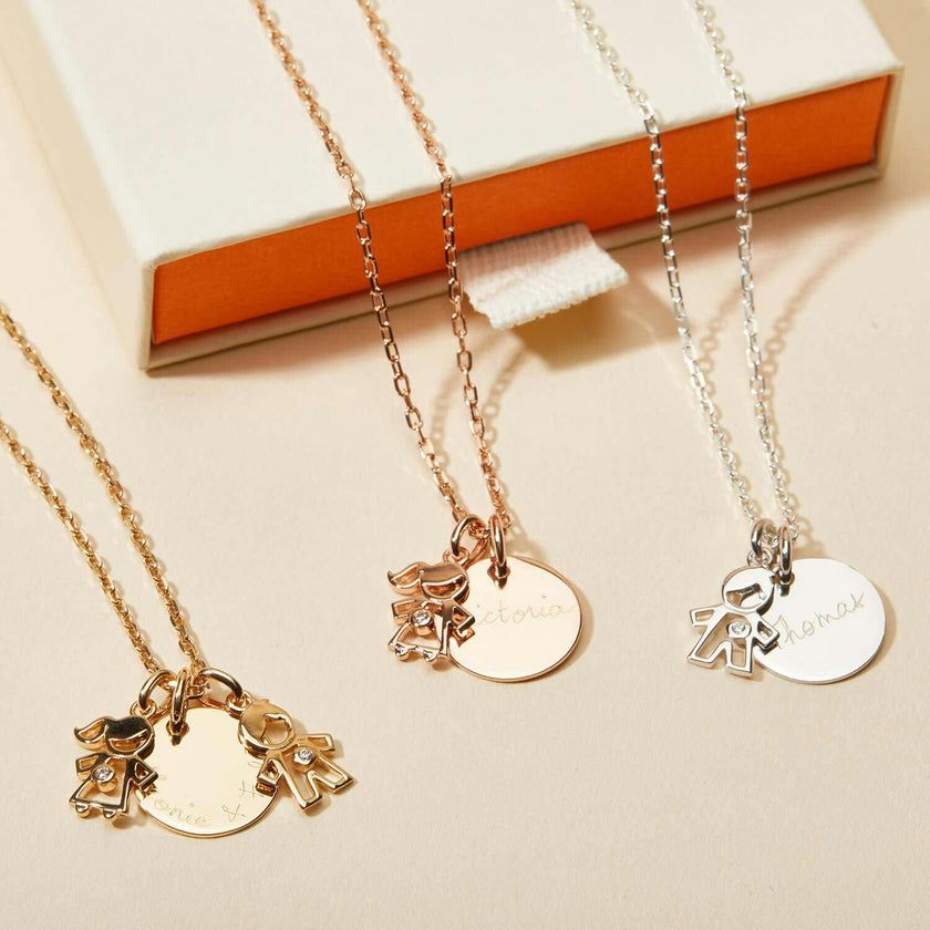 Personalized Crystal Mummy Necklace, 14k Gold Plated