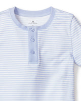 Kid's Pima Snug Fit Pajama Short Set in Blue Stripes