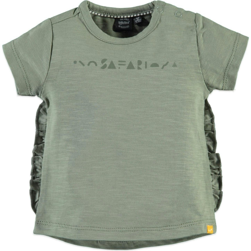 Print Short Sleeve Ruffle T-Shirt
