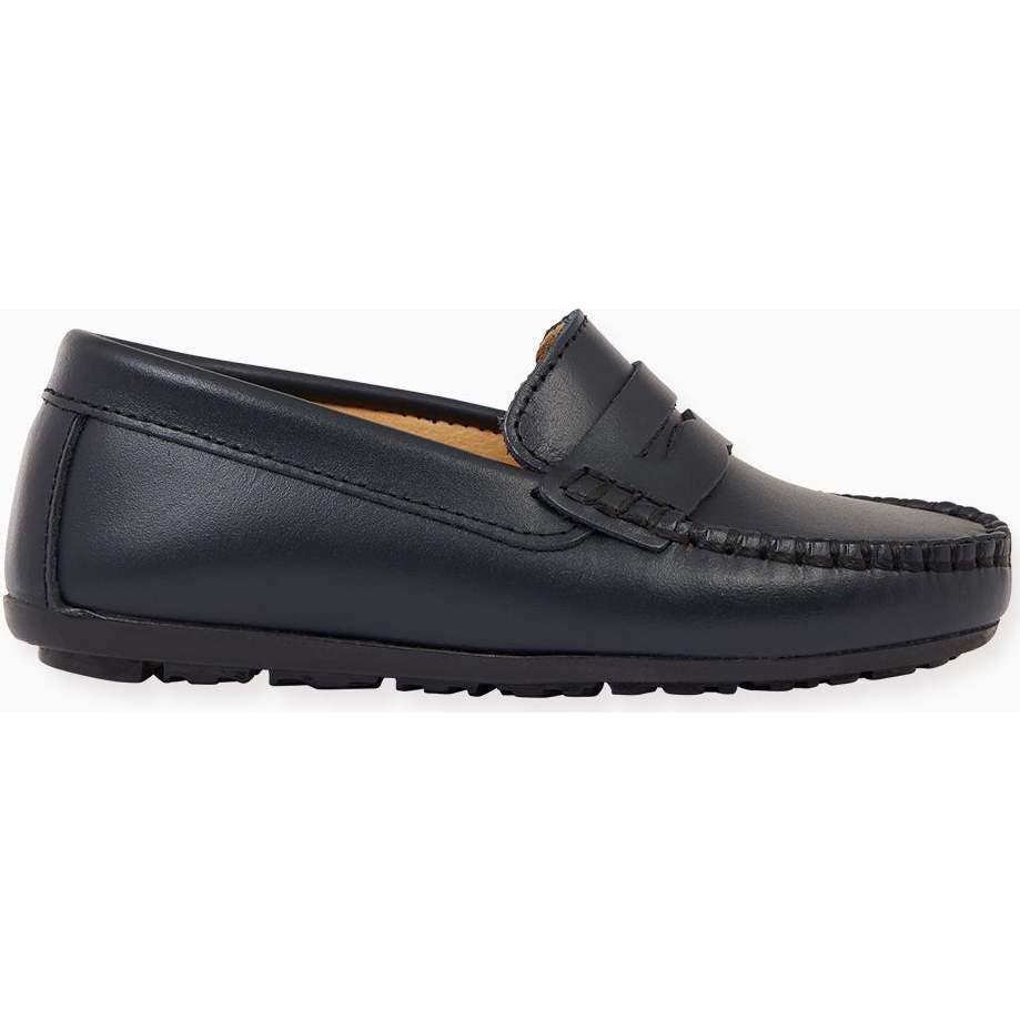 Navy Leather Boy Loafer Shoes