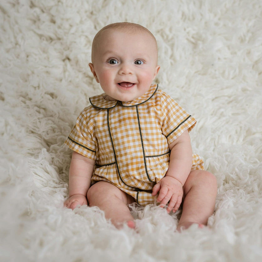 Yellow Gingham Bubble Romper