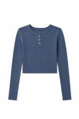 Savi Aspen Blue Lightweight Ribbed Henley