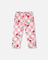 Organic Cotton Jersey Capri Pink Printed Cherries