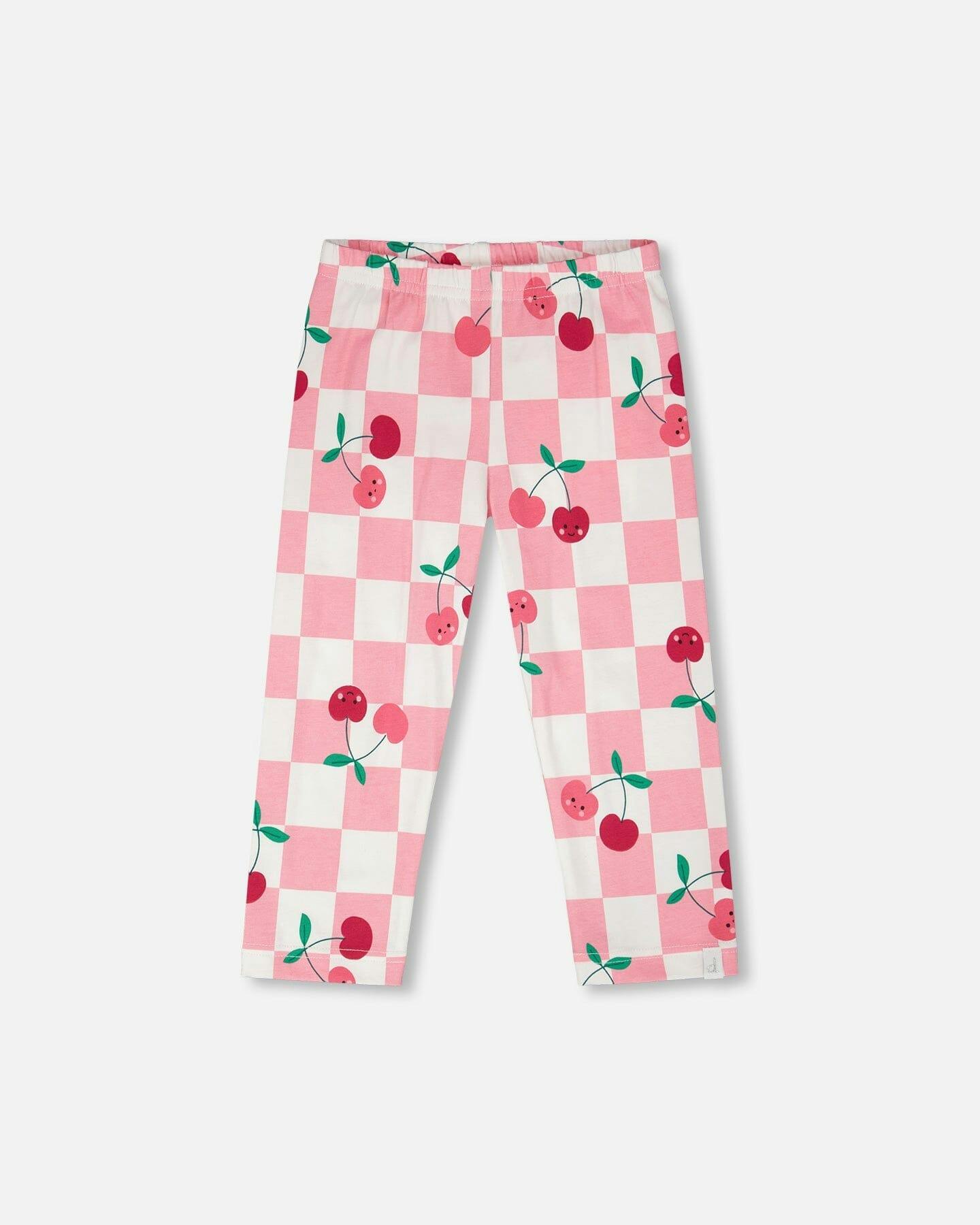 Organic Cotton Jersey Capri Pink Printed Cherries