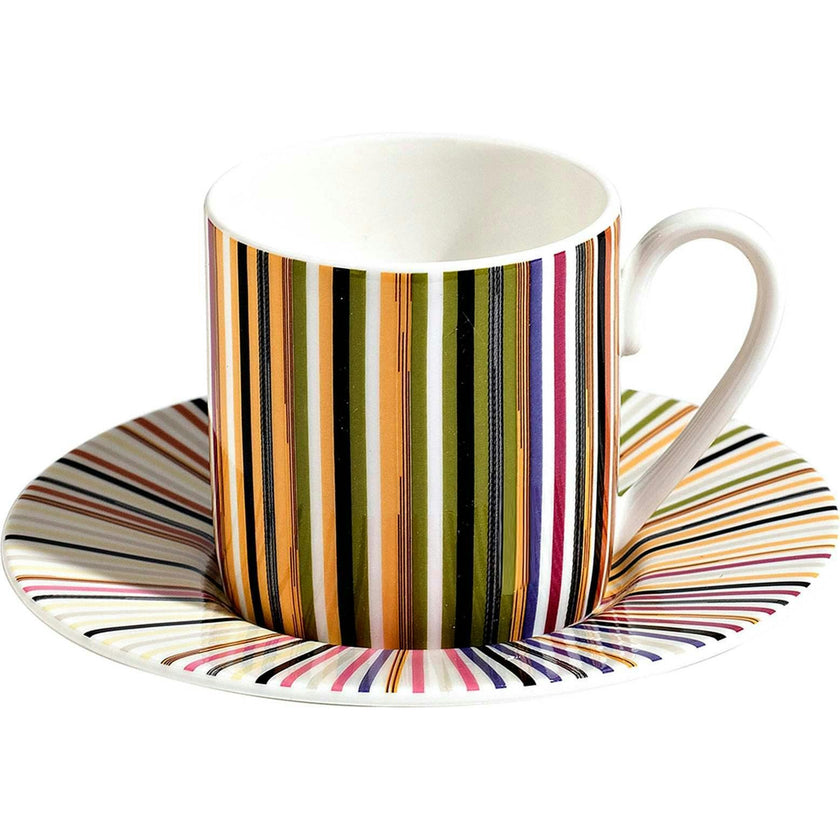 Coffee Cup & Saucer Stripes Set of 2 In Luxury Box Jenkins 156 Diam. 2.3"