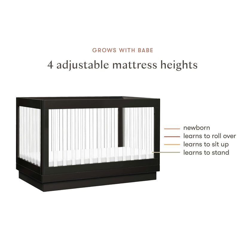 Babyletto Harlow Acrylic 3-in-1 Convertible Crib with Toddler Bed Conversion Kit