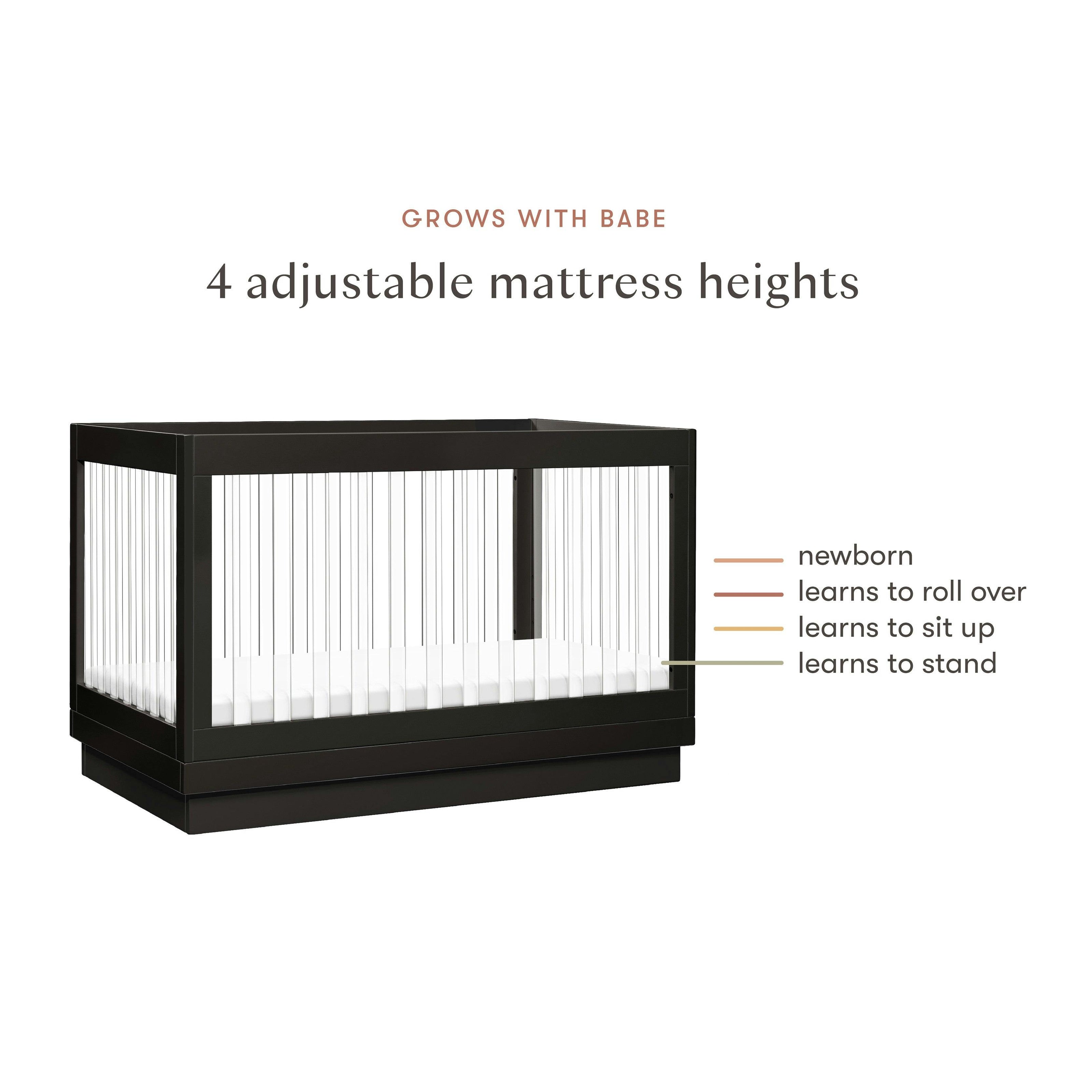 Babyletto Harlow Acrylic 3-in-1 Convertible Crib with Toddler Bed Conversion Kit