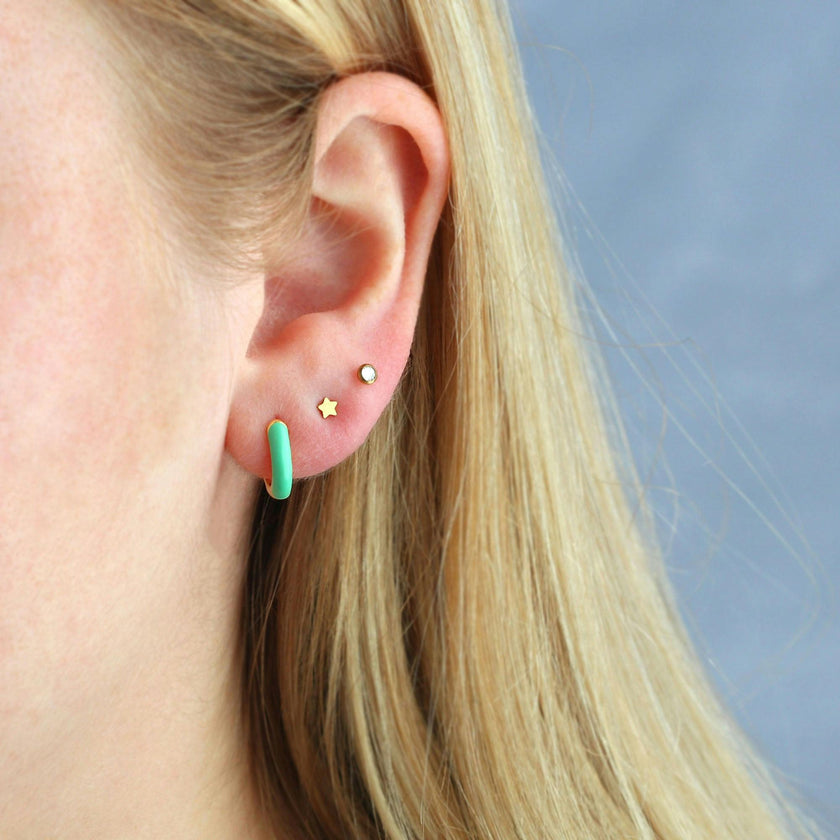 Star Titanium Flat Back Stud Earring