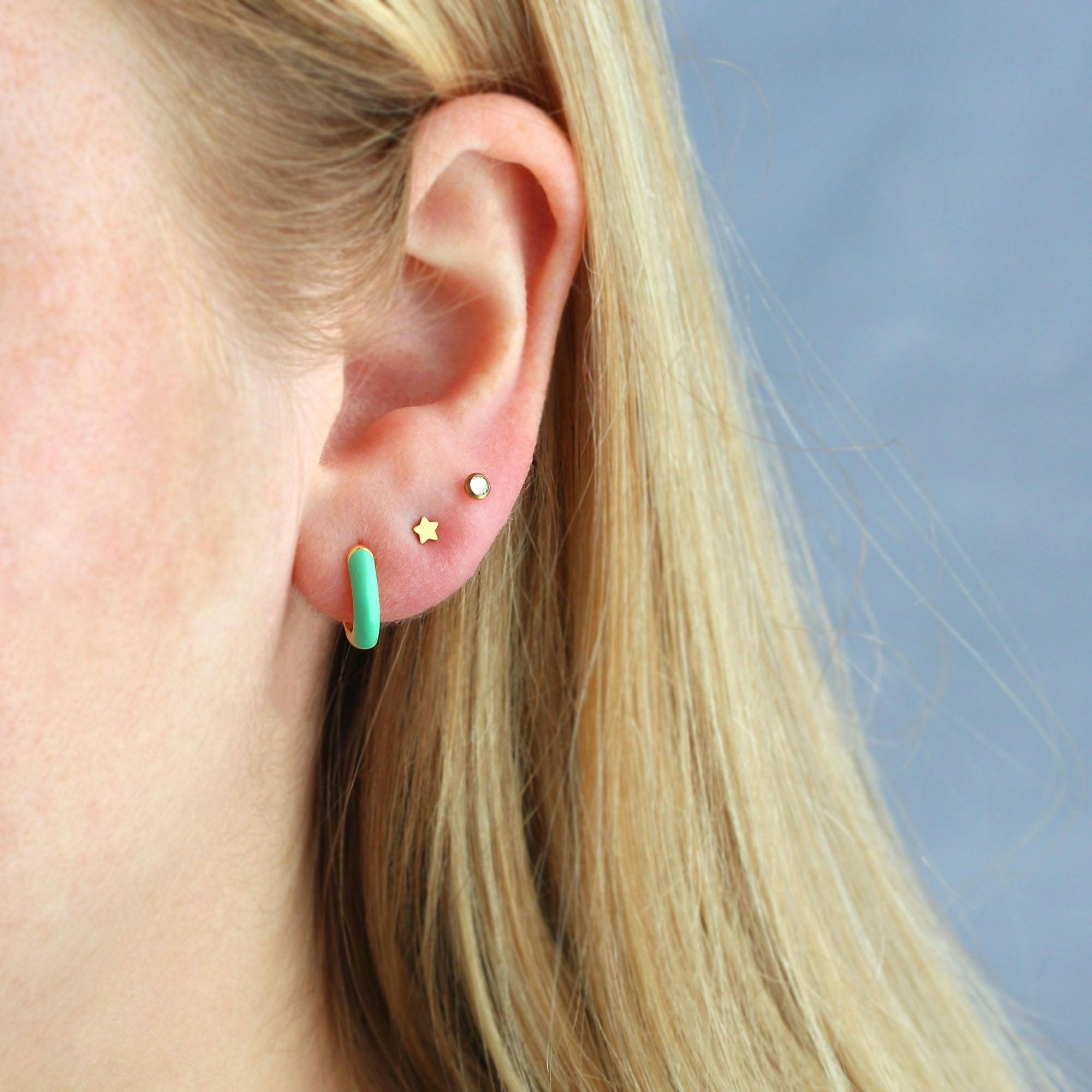 Star Titanium Flat Back Stud Earring