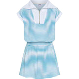Wynne Dress Turq/White French Terry
