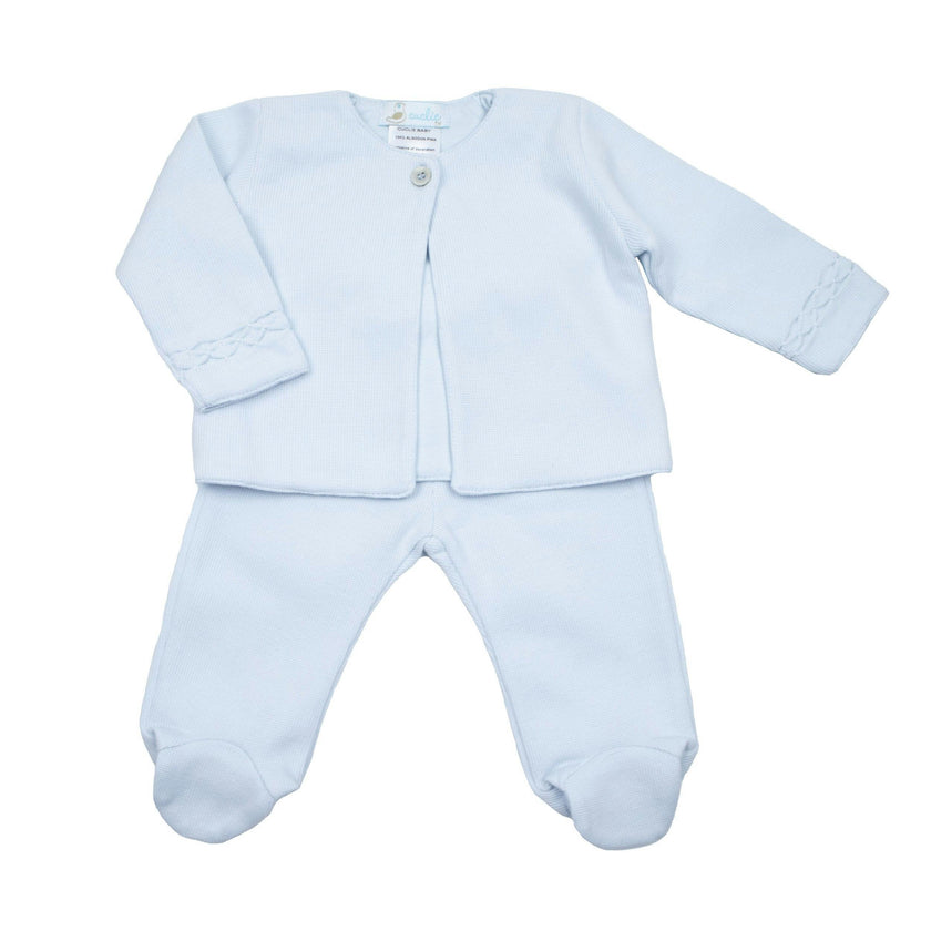Hand Smocked Layette Set - Lt.Blue