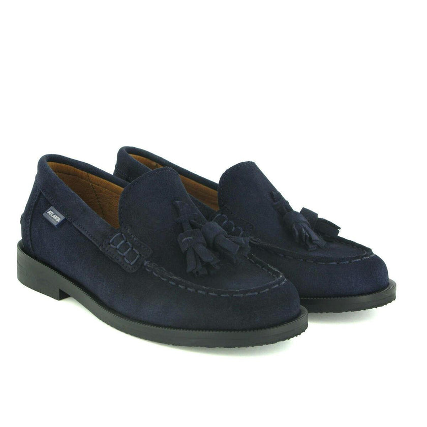 College Shoe with Tassel in Suede, Dark Blue