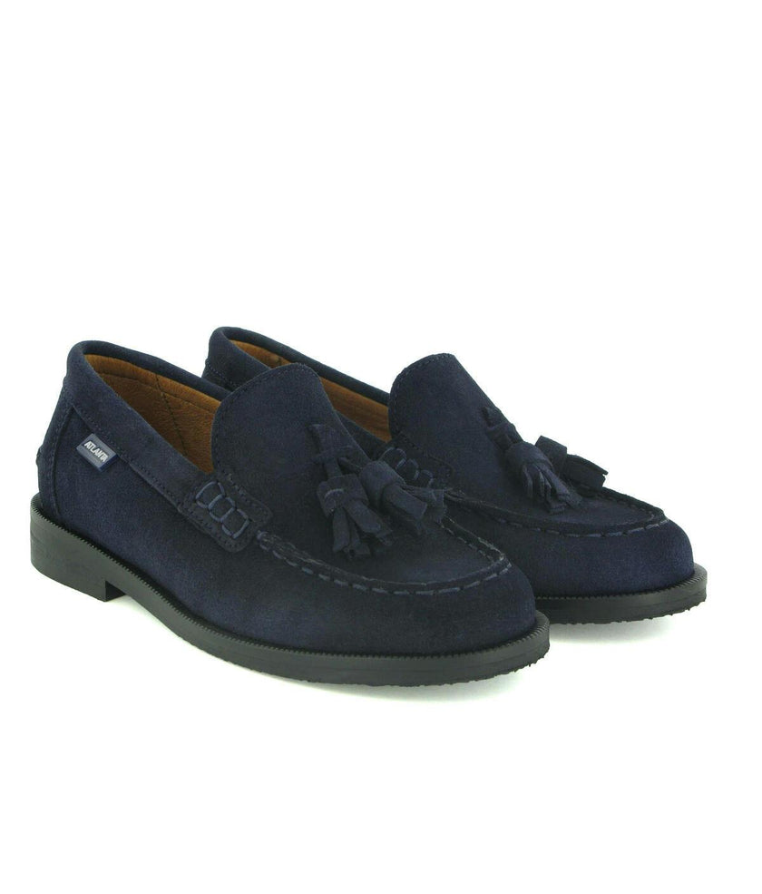 College Shoe with Tassel in Suede, Dark Blue