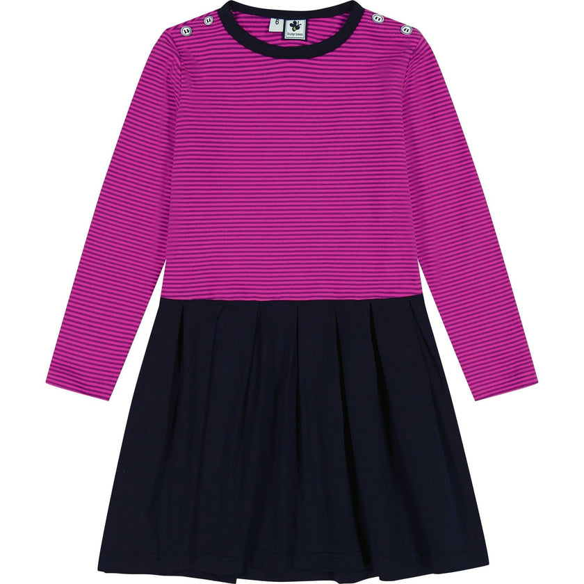 Francesca Striped Bateau Neck Drop Waist Skirt Dress, Pink