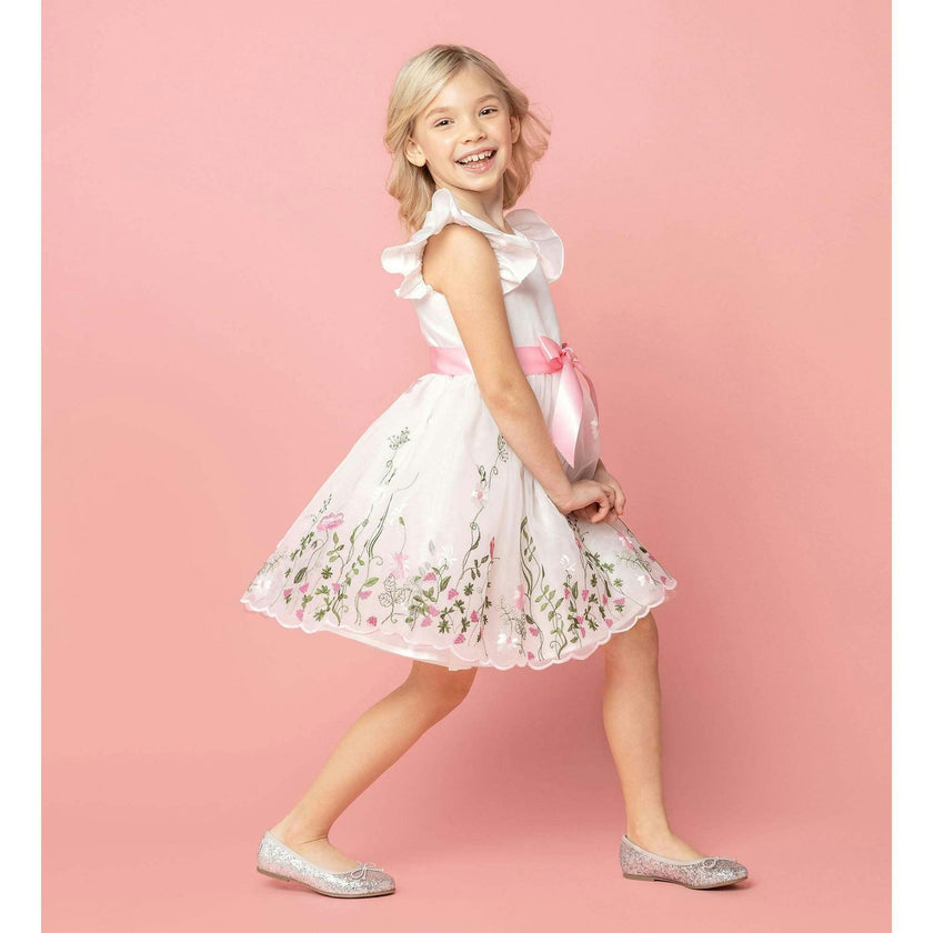 Garden Floral Ruffle Sleeve Party Dress