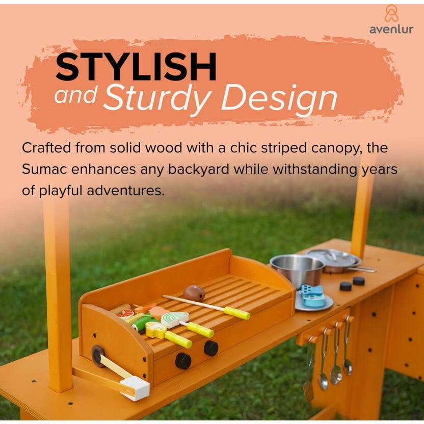 Avenlur Sumac Outdoor Wooden Play Market, Root View Planter, Mud Kitchen & Grill Station