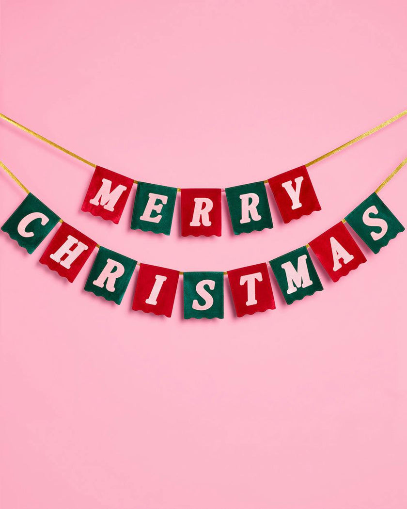 Merry Christmas Banner - velvet flag banner