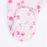Sweet Bow Cherries - 2 Way Ruffle Back Zipper Footie & Swaddle Blanket Set