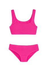 Fay Crinkle Tankini Two Piece Swimsuit - Fuchsia