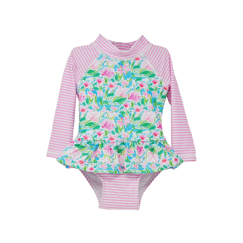 UPF 50+ Alissa Infant Ruffle Rash Guard Swimsuit - New