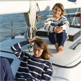Women's Navy And Cream Wide Stripe Knit Sweater