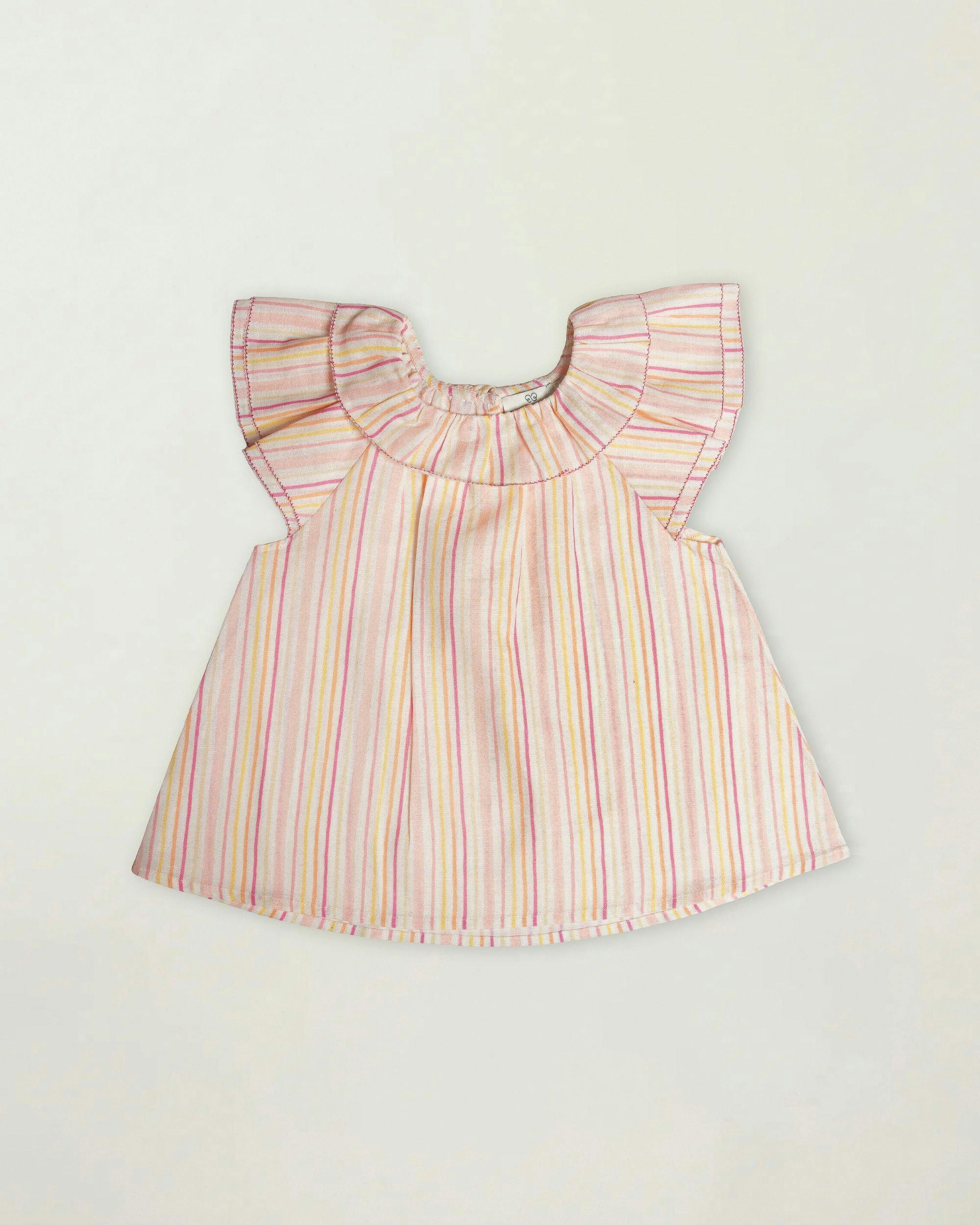 Lola Blouse - Pink Strips print