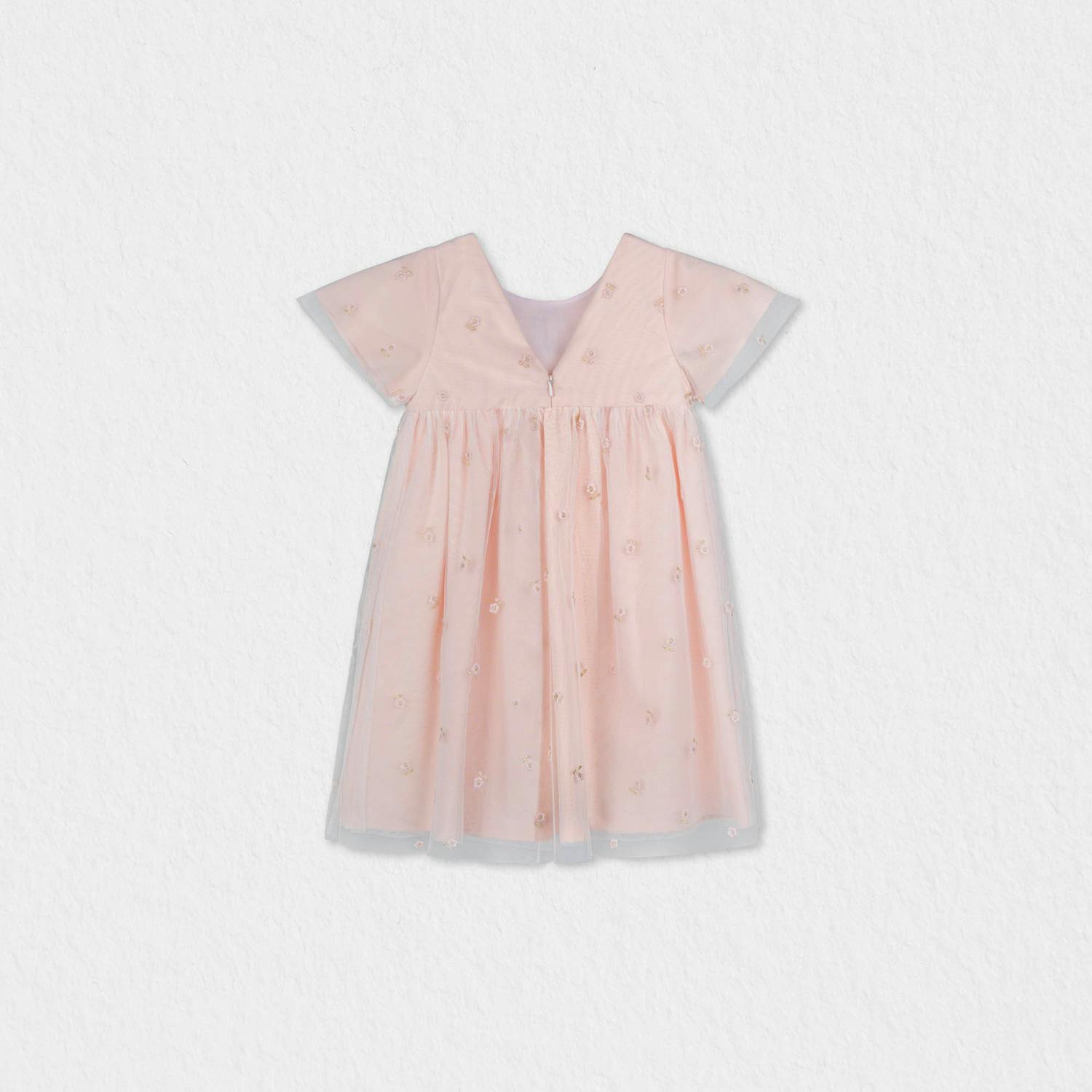 Flora Baby Dress , Pink Flower Embroidery
