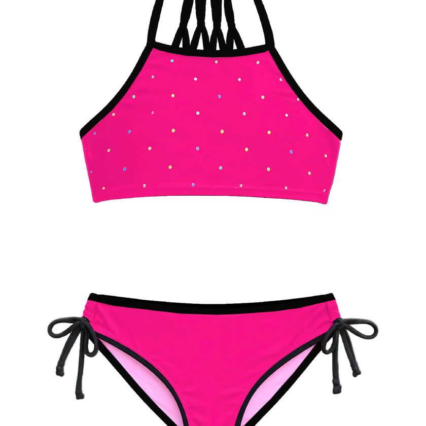 Amber Cropped Tankini Swimsuit with Rhinestone Detail