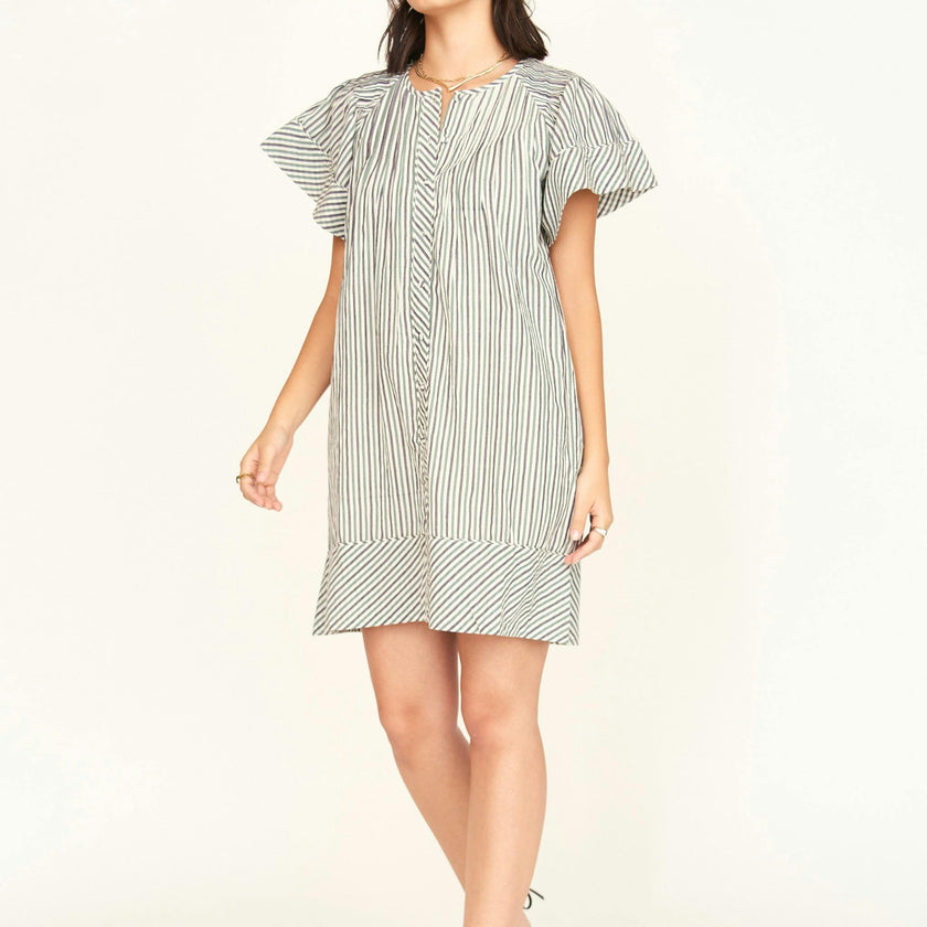 Vienna Pintuck Dress in Dune Stripe