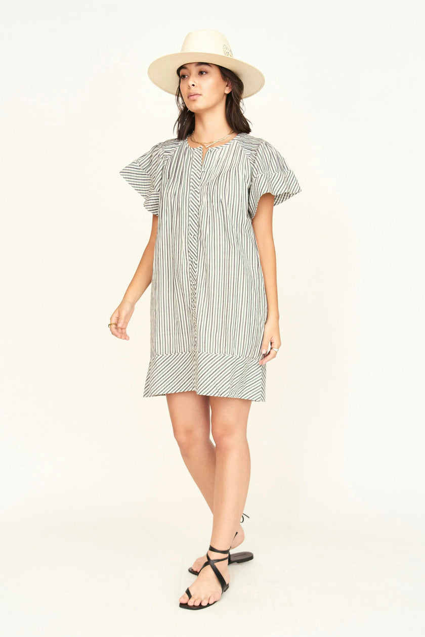 Vienna Pintuck Dress in Dune Stripe