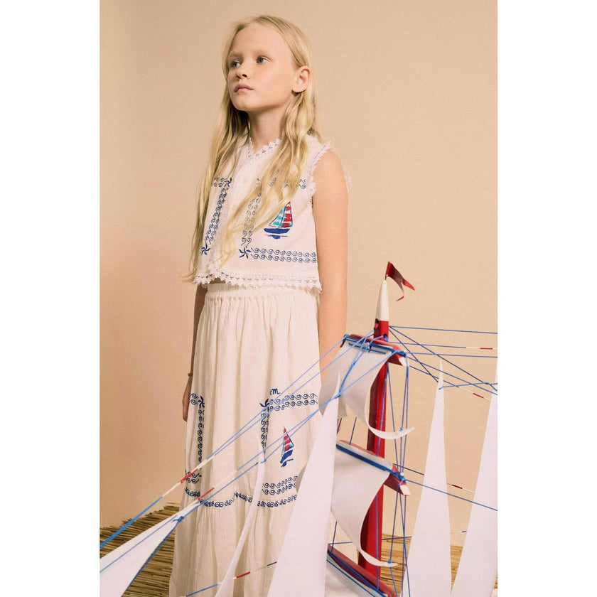 BARCOS EMBROIDERED VEST TOP WHITE