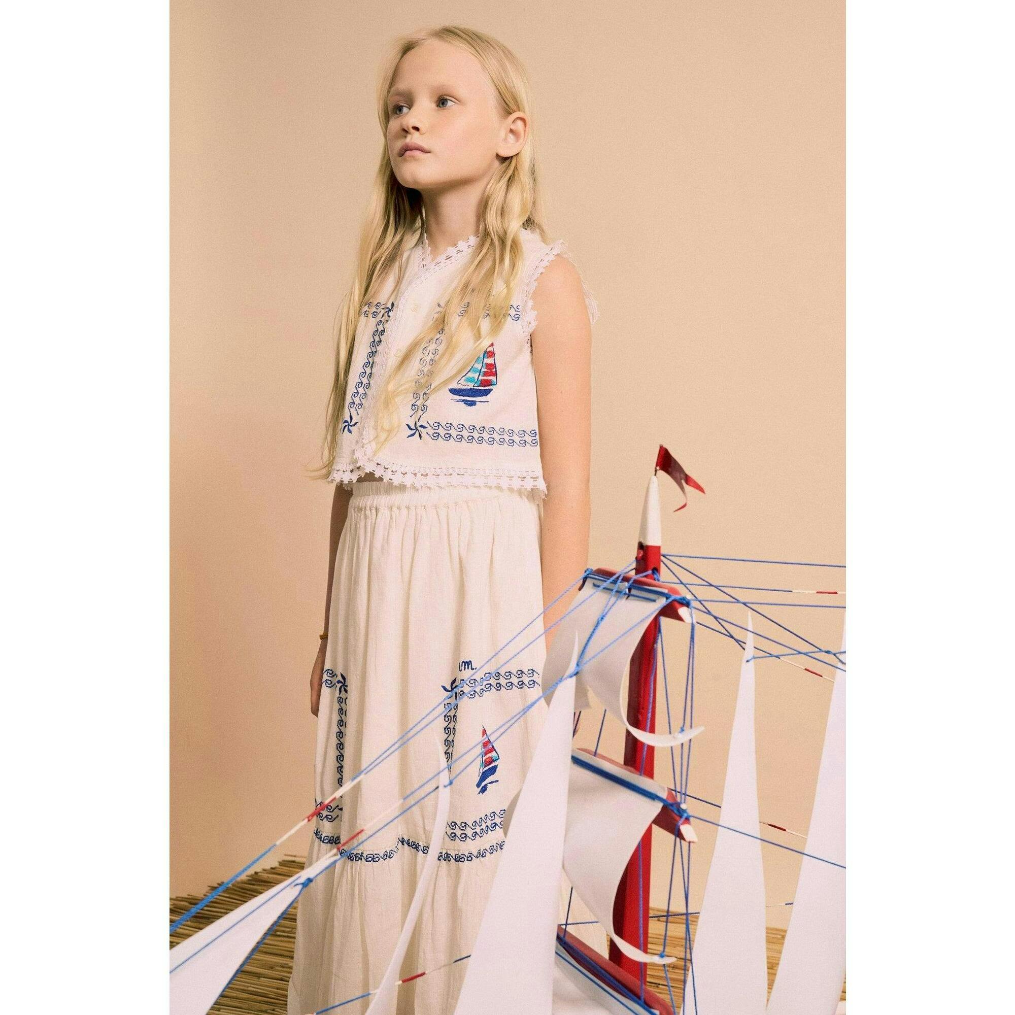 BARCOS EMBROIDERED VEST TOP WHITE