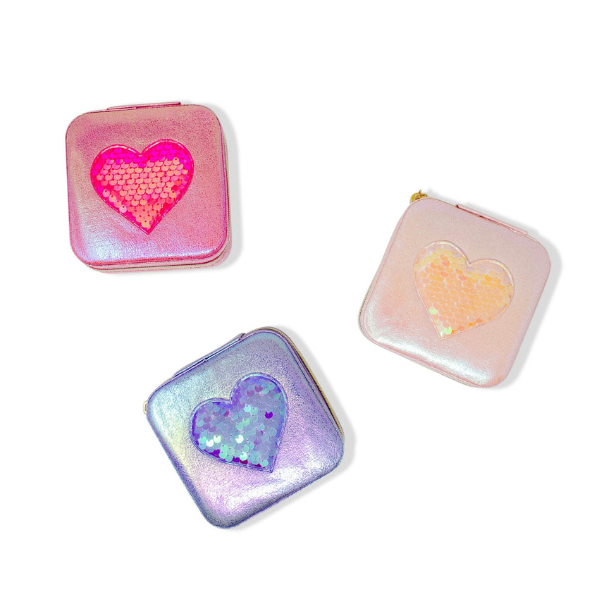 Girl's Sparking Sequin Heart Jewelry Box