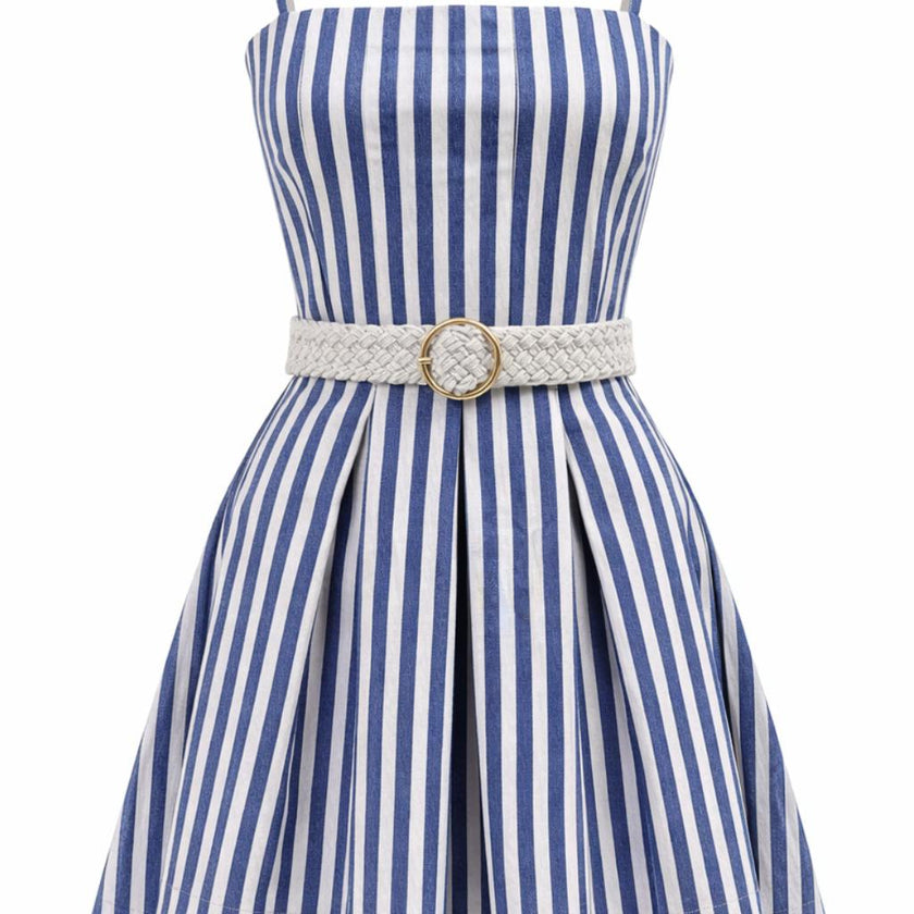 Megan Coastal Blue Stripe Mini Dress