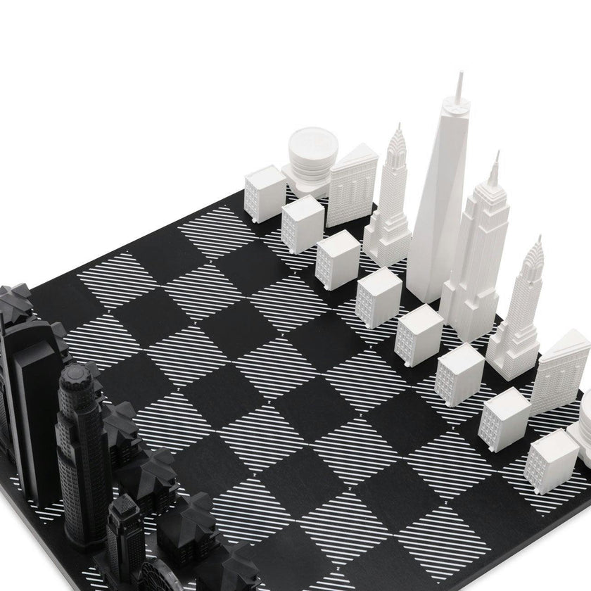 Chess Set Acrylic LOS ANGELES with Wood Map Board