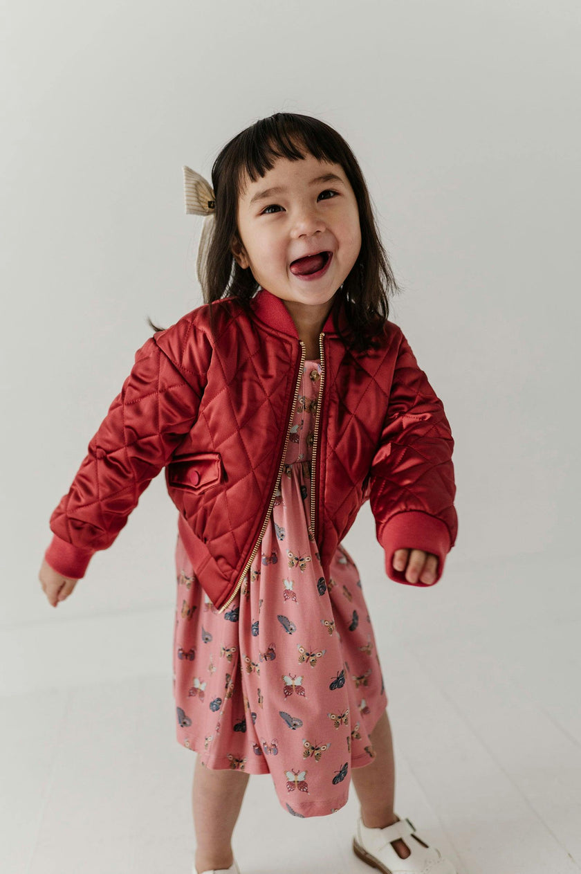 Girls Bomber Jacket in Dusty Cedar