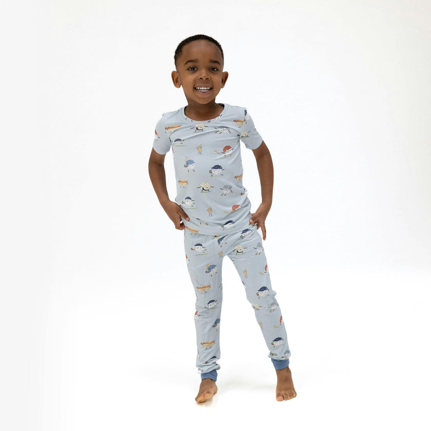Baseballs Playing Baseball - Short Sleeve Loungewear Set