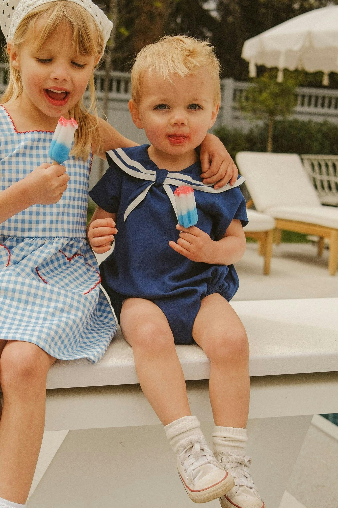 Baby Sailor Romper in Navy