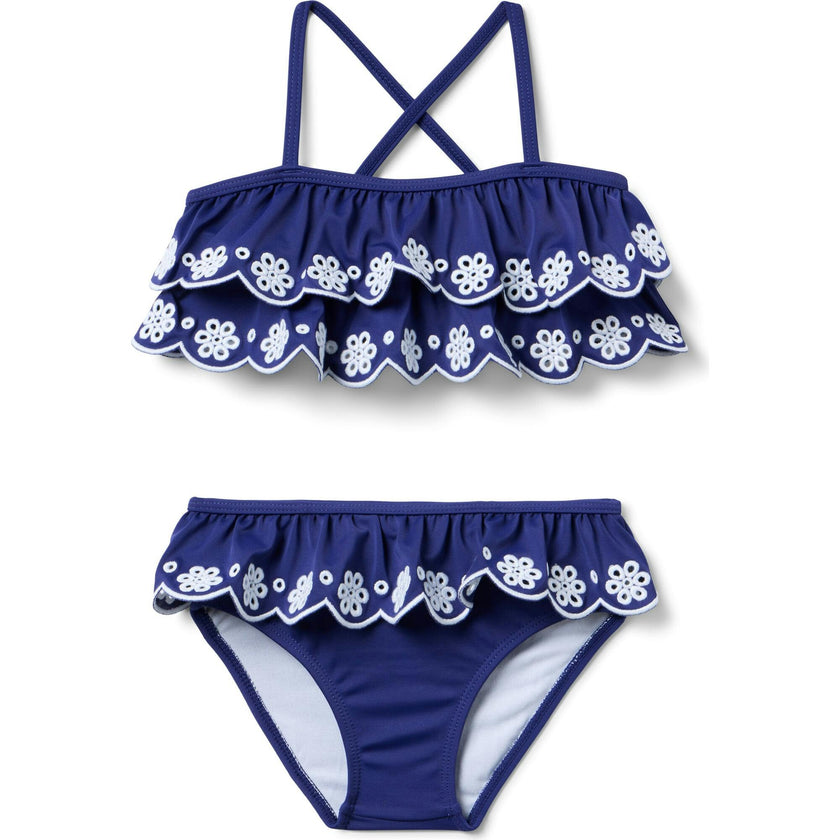 Recycled Eyelet Ruffle 2-Piece Swimsuit