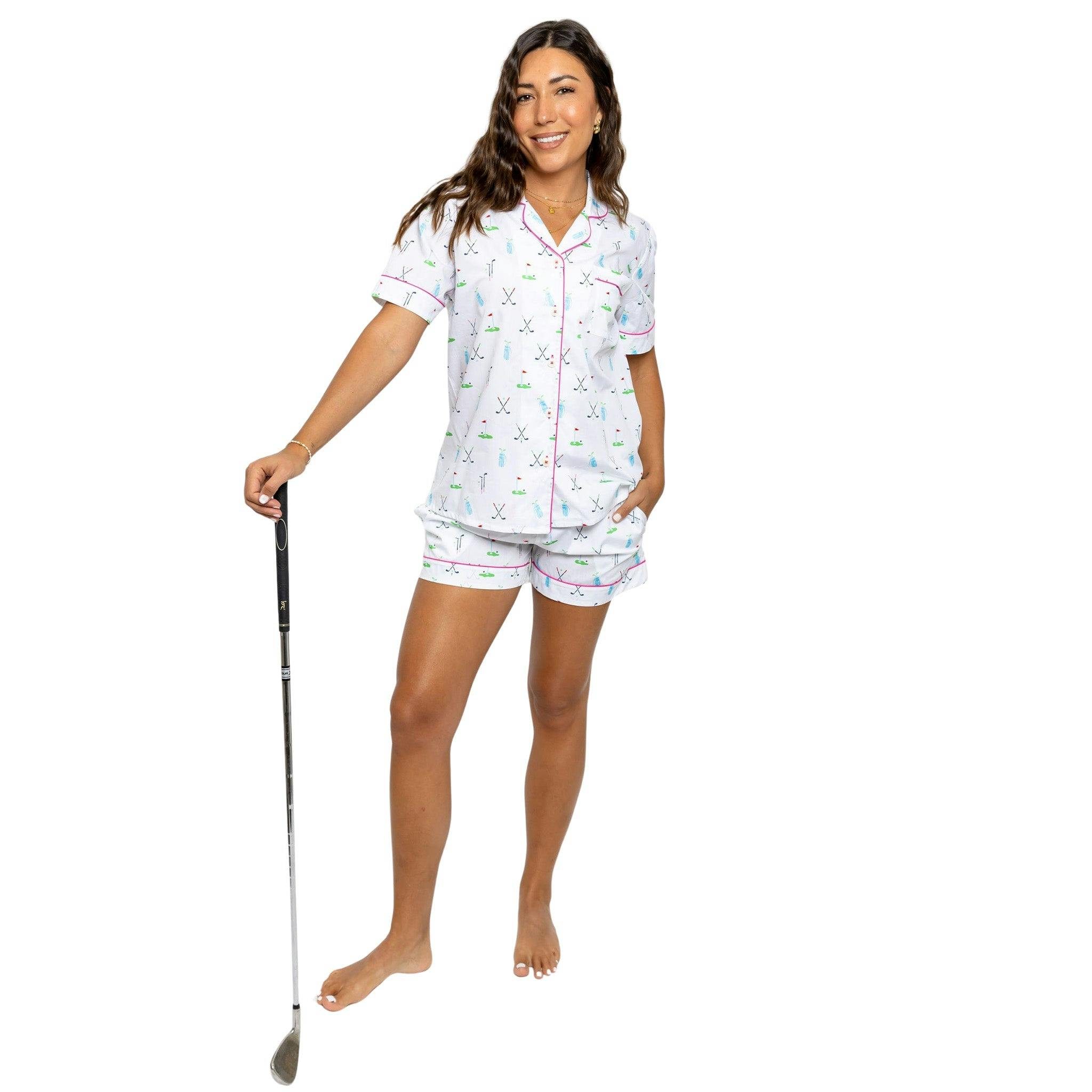 Women's Golf Short PJ Set - Organic Cotton Poplin