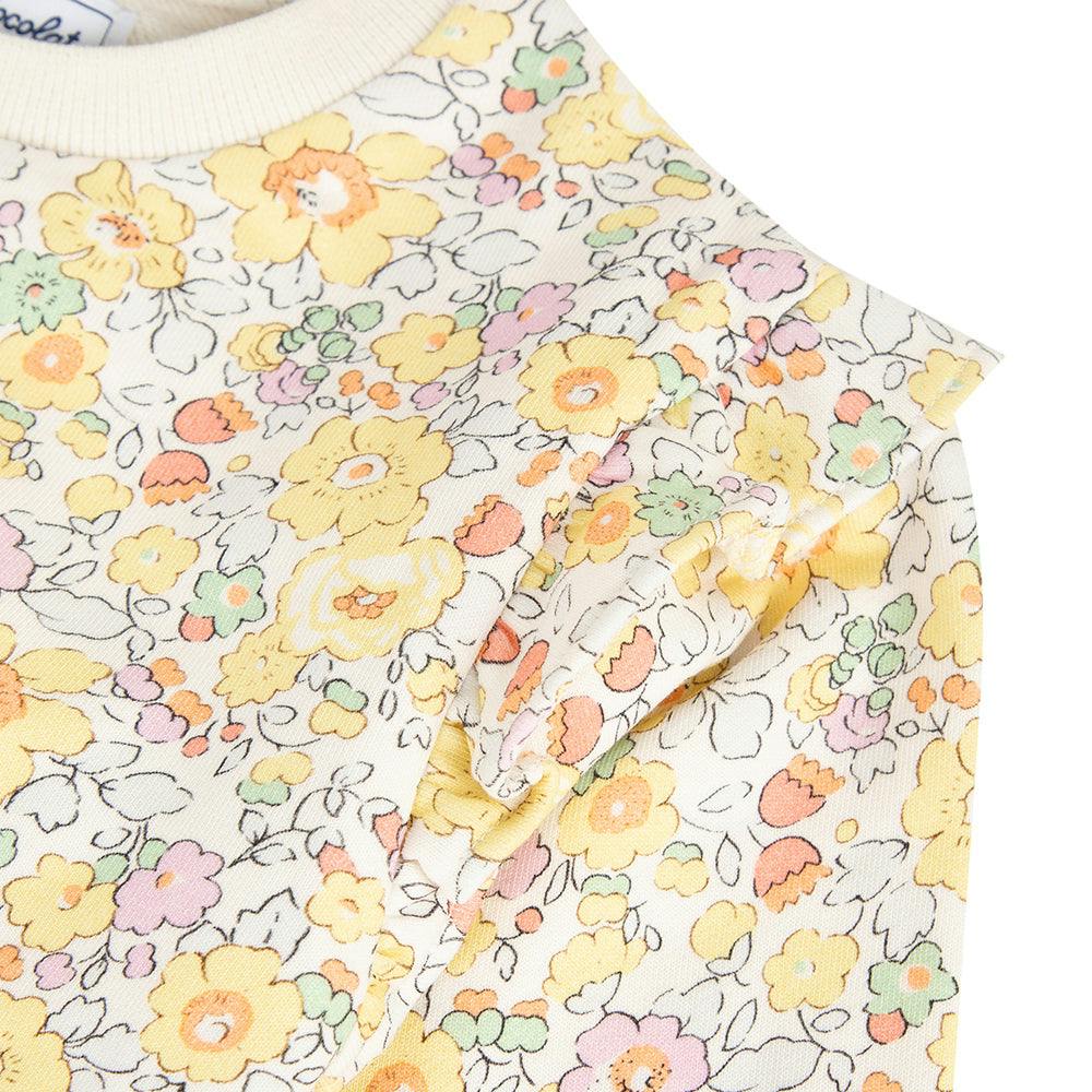 Ruffle Shoulder Floral Sweatshirt  - FINAL SALE