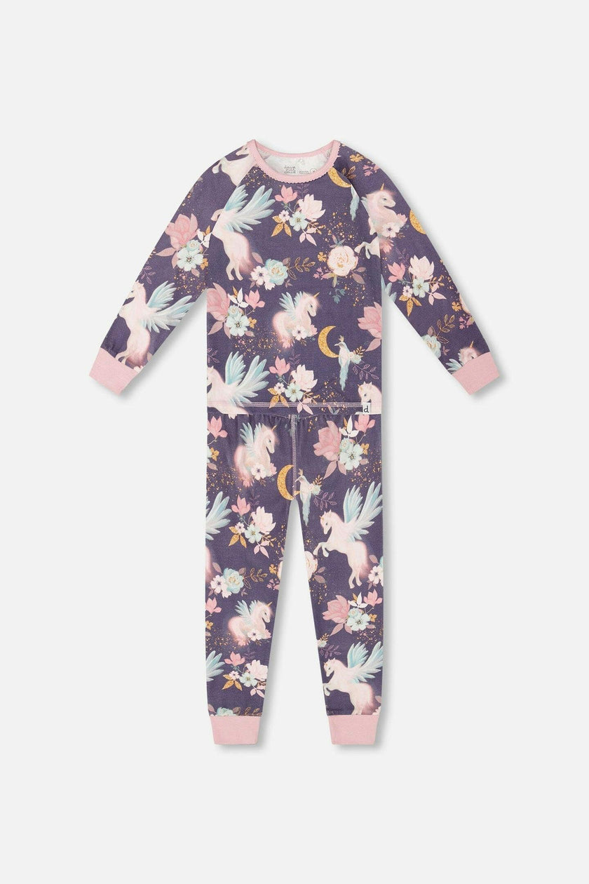 Organic Cotton Two-Piece Pajamas Watercolor Unicorns