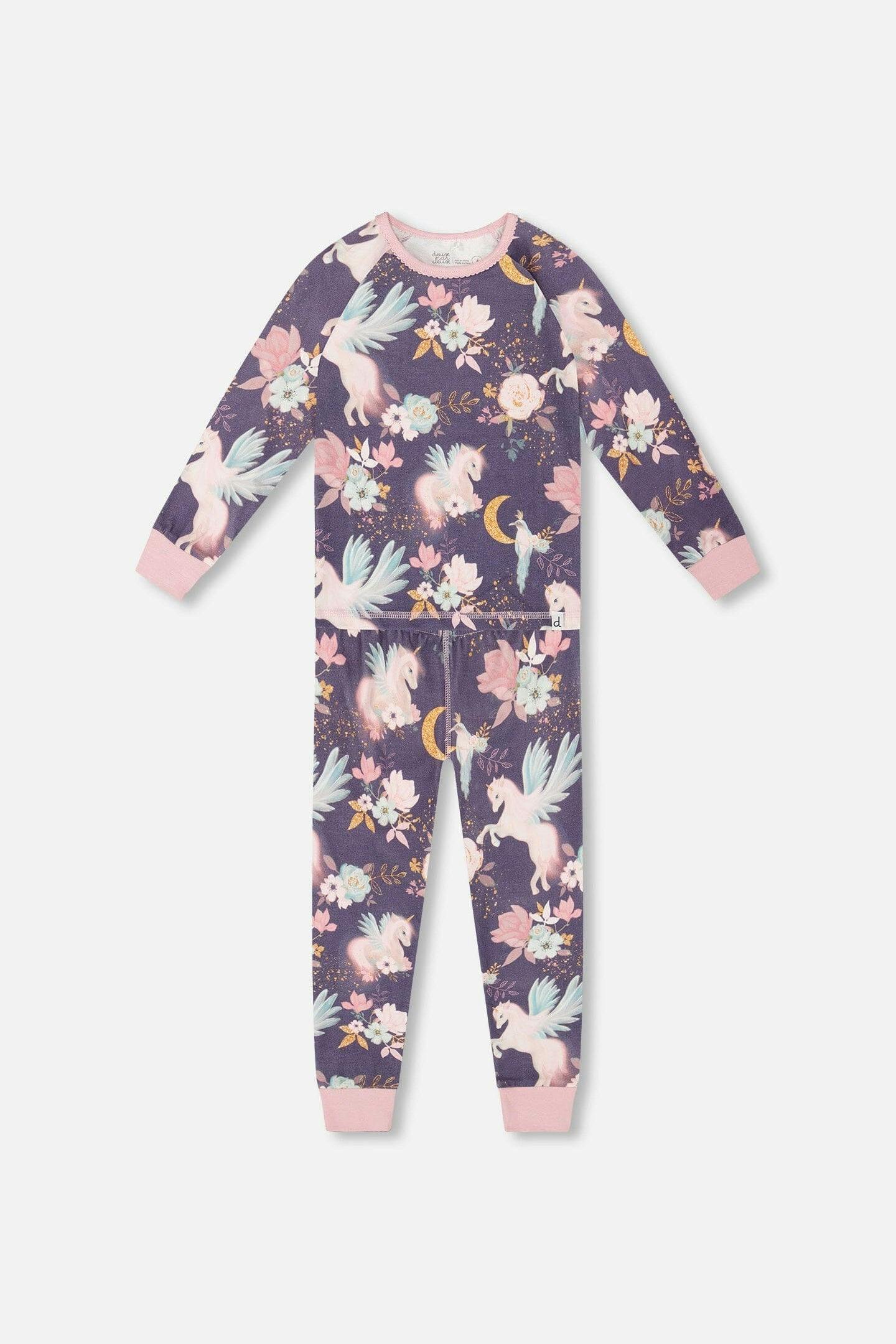 Organic Cotton Two-Piece Pajamas Watercolor Unicorns