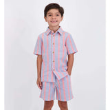 Boys Orange Striped Airy Oxford Set | Orange Stripe