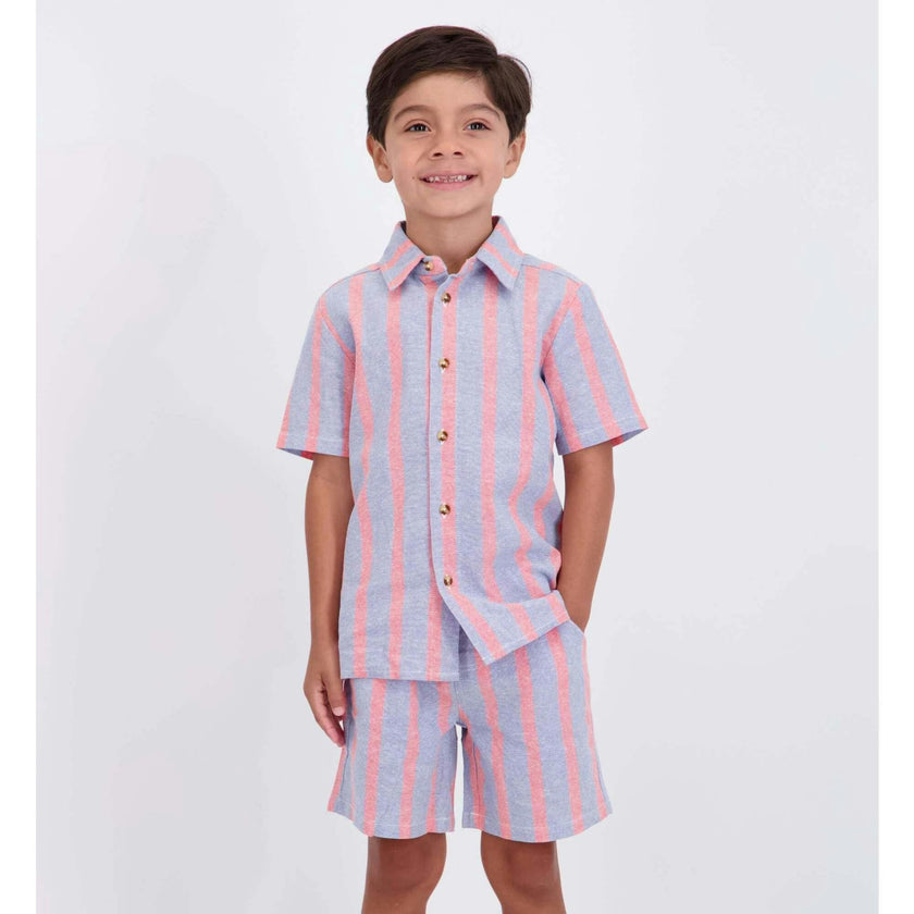 Boys Orange Striped Airy Oxford Set | Orange Stripe